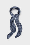 Navy Floral Bandana Medium Silk Scarf
