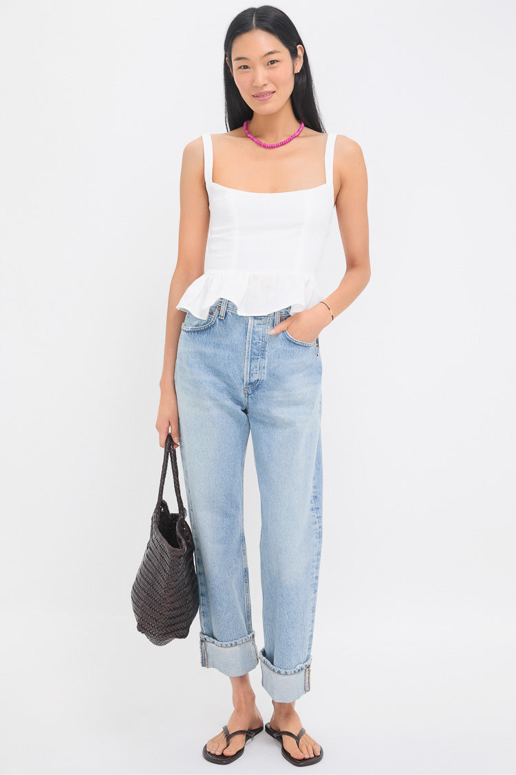 Star White Jour Peplum Top