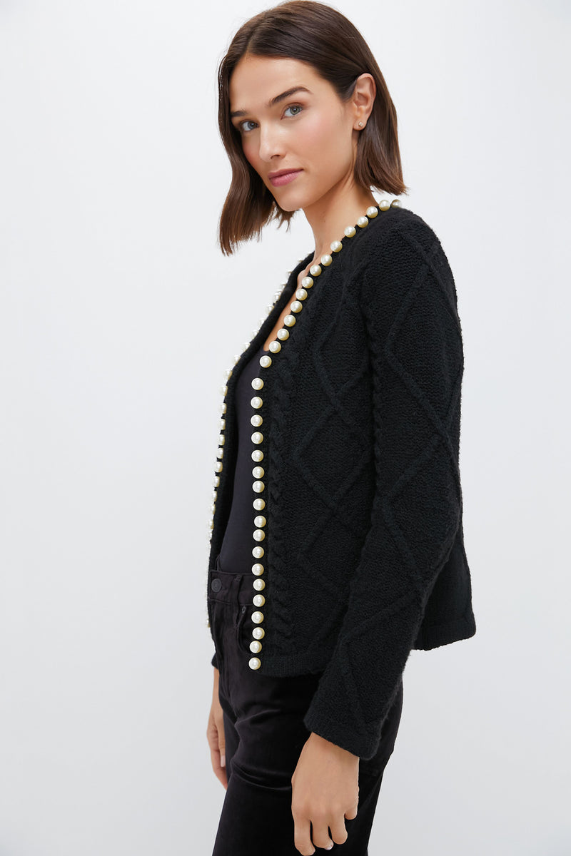 Black Pearl Trim Piper Cardigan