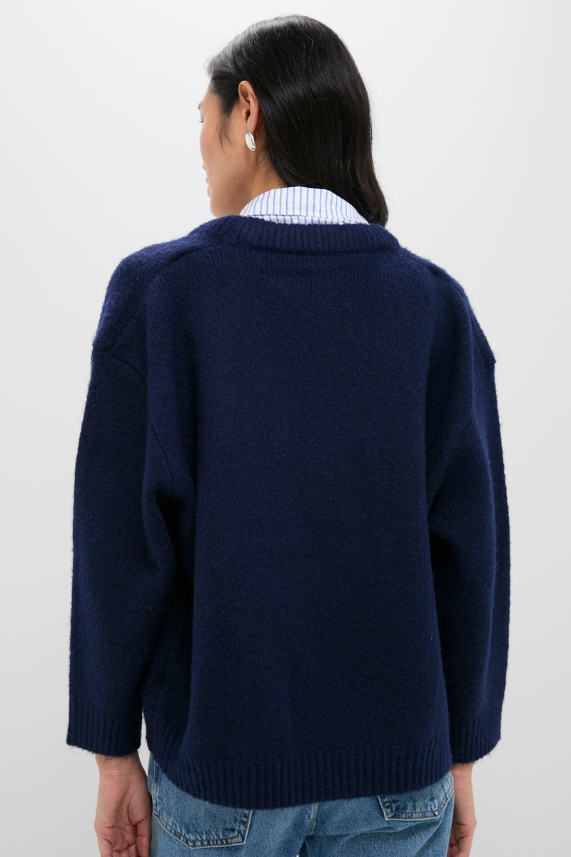 Navy Removable Collar Dickey Sweater