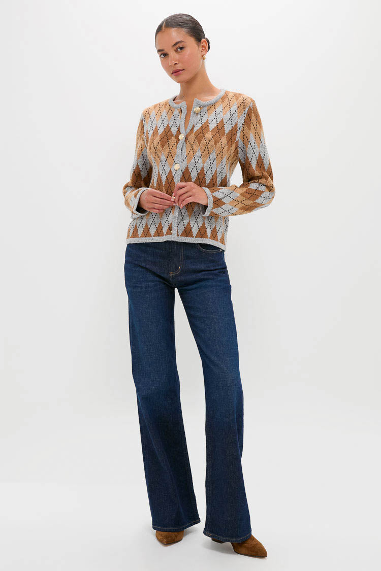 Brown & Grey Argyle Caspian Cardigan