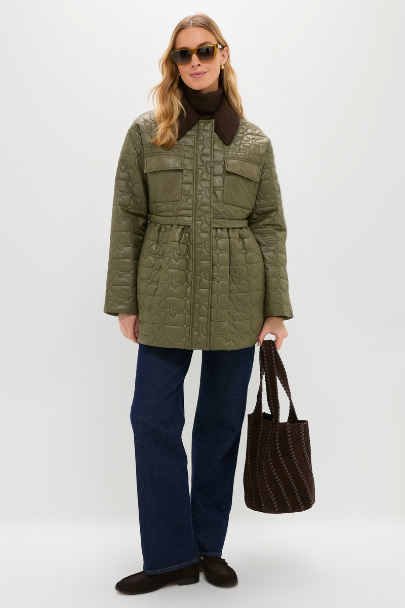 Kalamata Shiny Quilt Midi Jacket with Flare