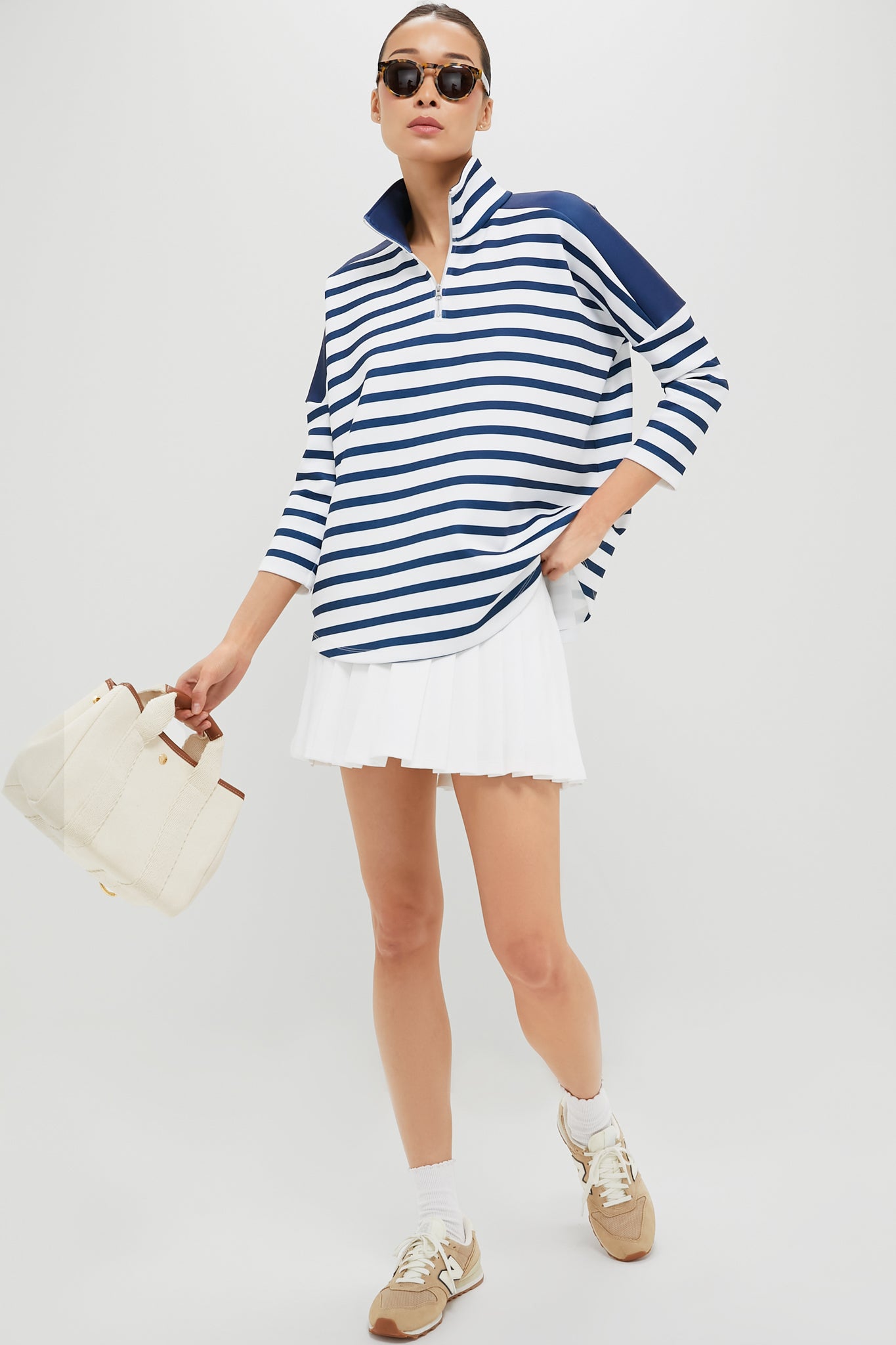 Blue and White Stripe Hudson Quarter Zip