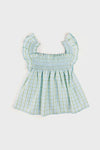 Maxwell Gingham Smock Detail Blouse in Green