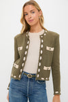 Army and Biscuit Astor Contrast Trim Cardi