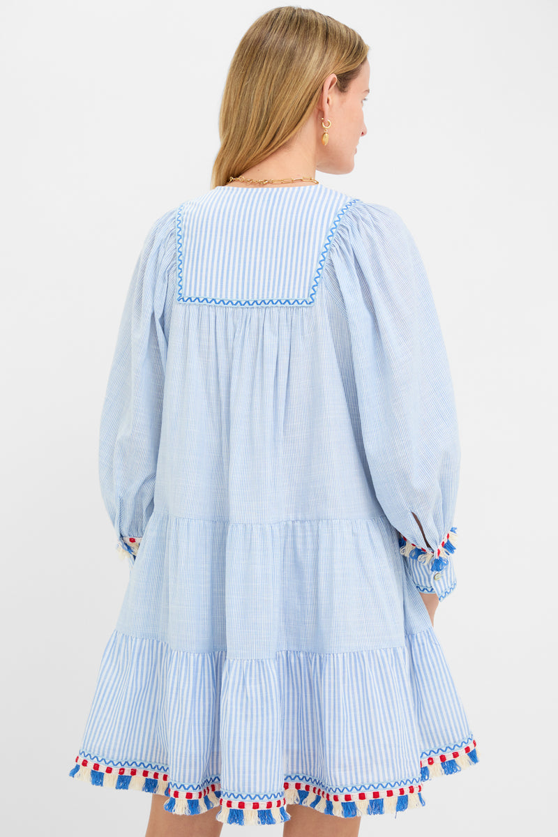 Chambray Stripe Fringe Jen Dress