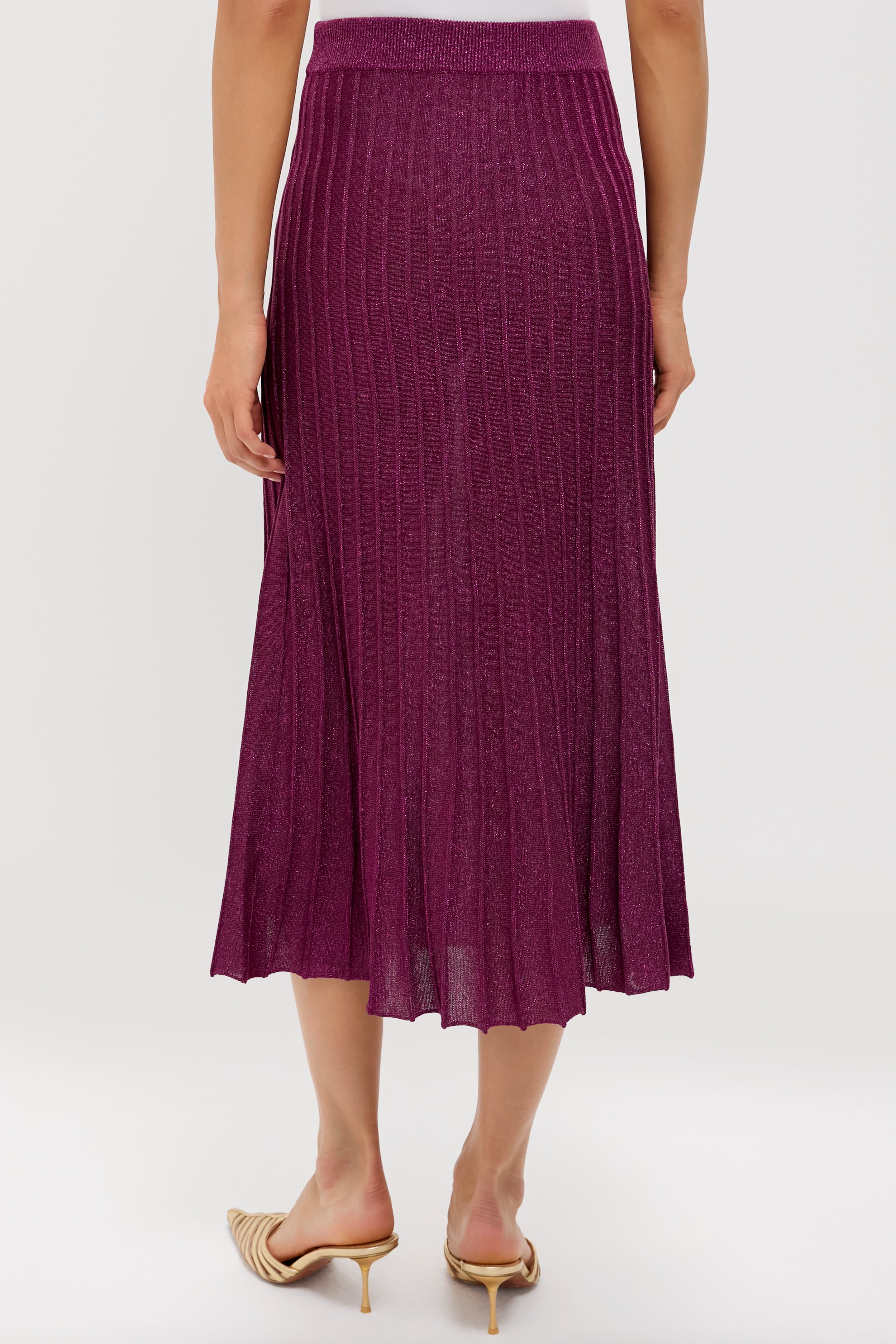 Plum Shimmer Knit Pleated Arion Midi Skirt | Tuckernuck