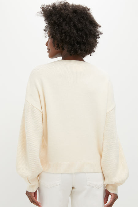 Cream Embroidered Floral Francine Sweater