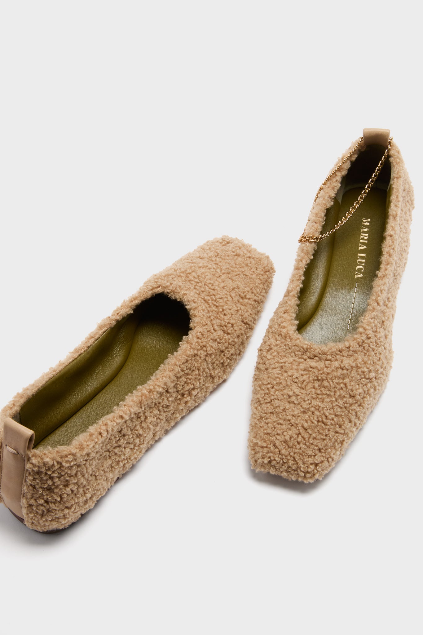 Light Beige Teddy Augusta Ballet Flats | Maria Luca