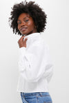 White Cotton Poplin Woven Long Sleeve Collared Sport Shirt