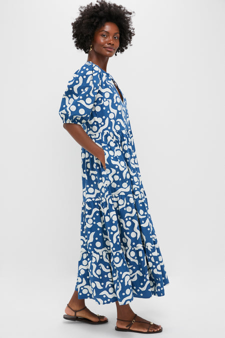 Exclusive Arcadia Navy Puff Sleeve Maxi Dress