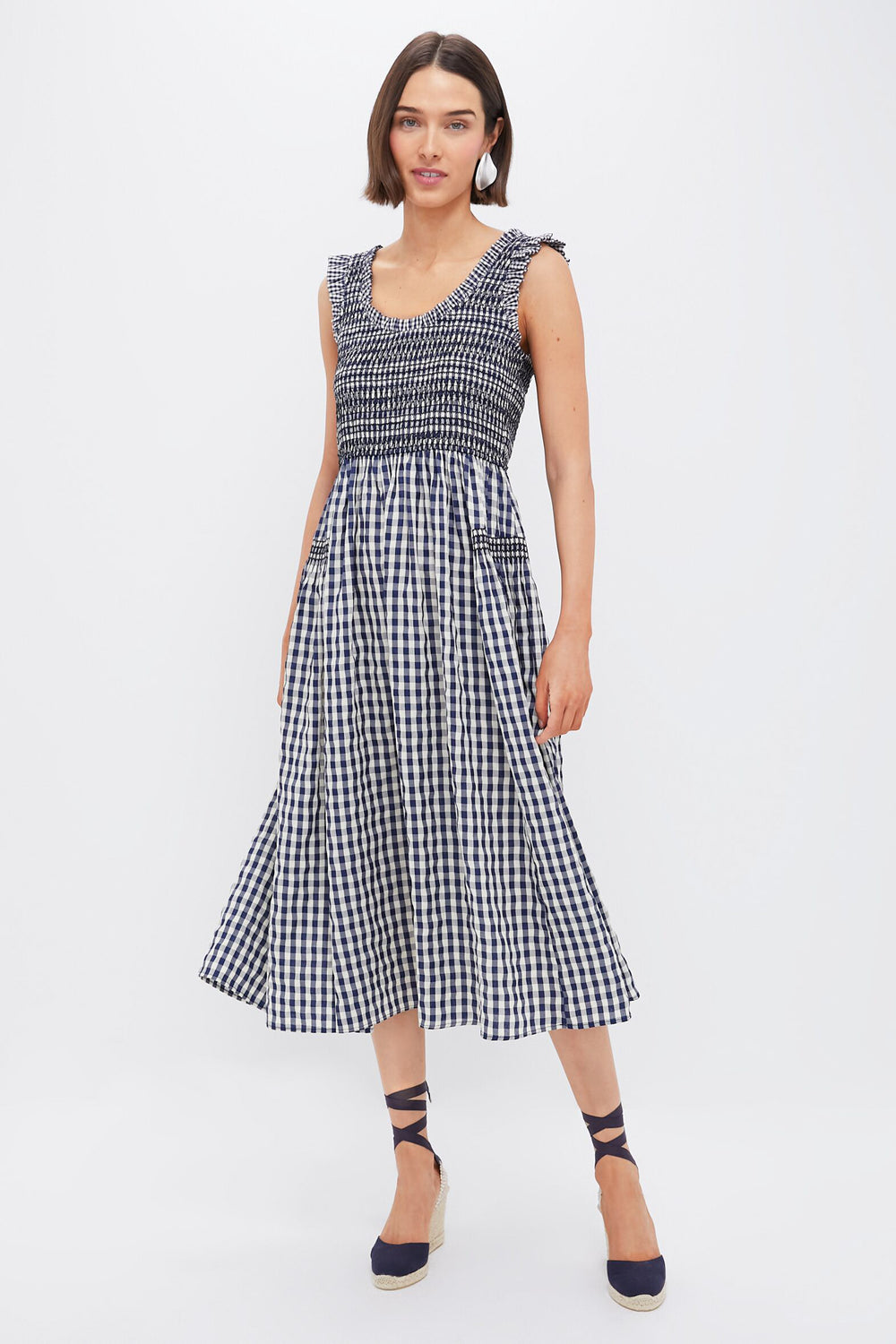 Navy Gingham Smocked Abilene Midi Dress | Pomander Place Navy Gingham Smocked Abilene Midi Dress | Pomander Place