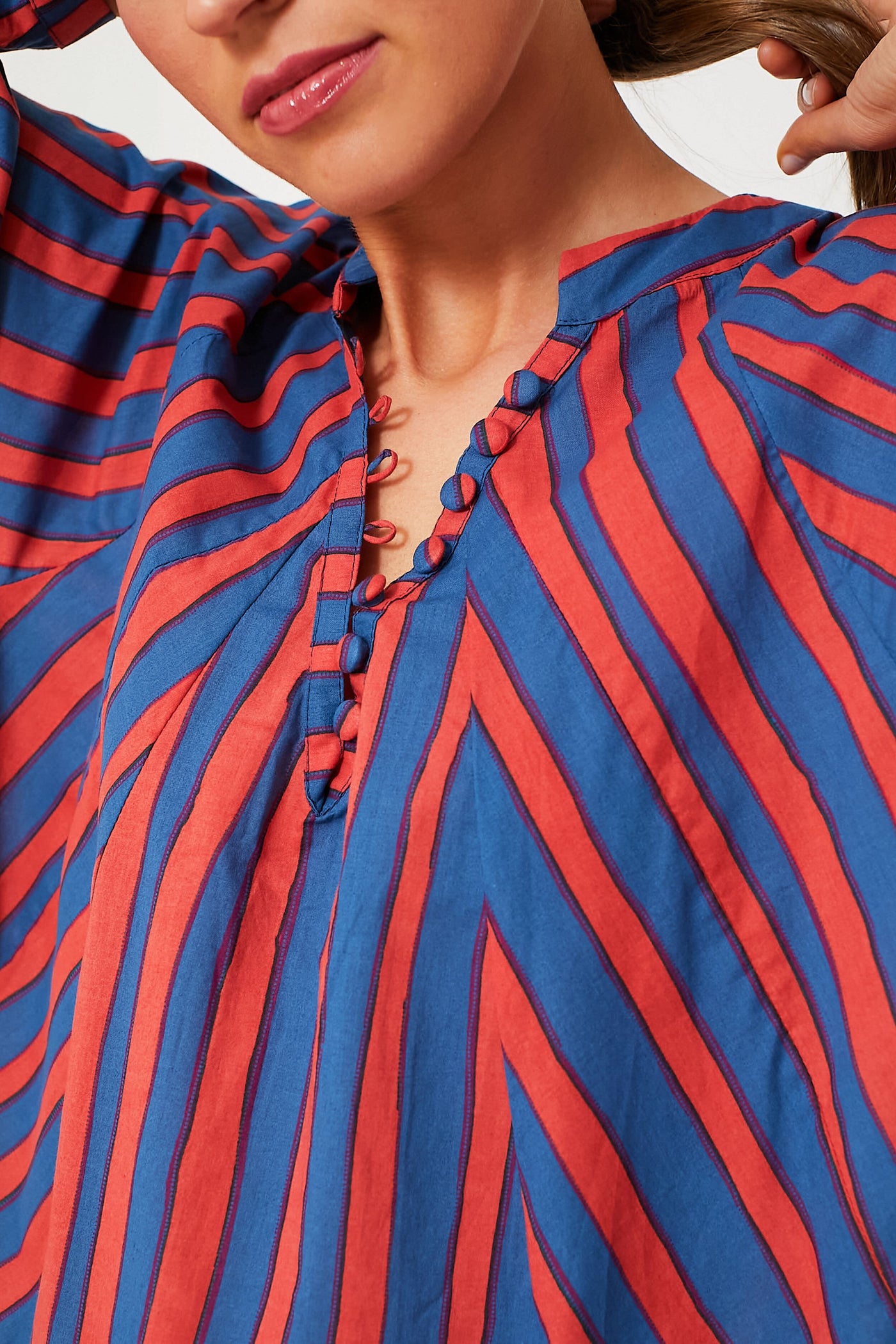 Batik Stripe Blood Orange Fiore Maxi Dress | Natalie Martin