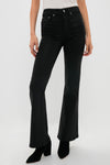 Black Coated High Rise Gigi Skinny Flare