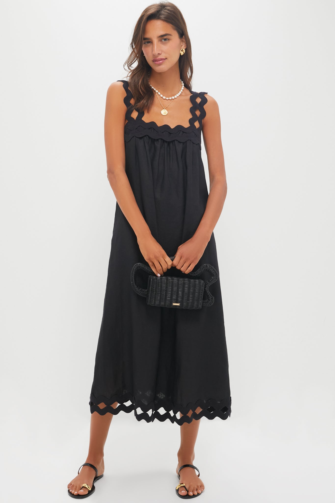 Black Ric Rac Linen Ellis Dress