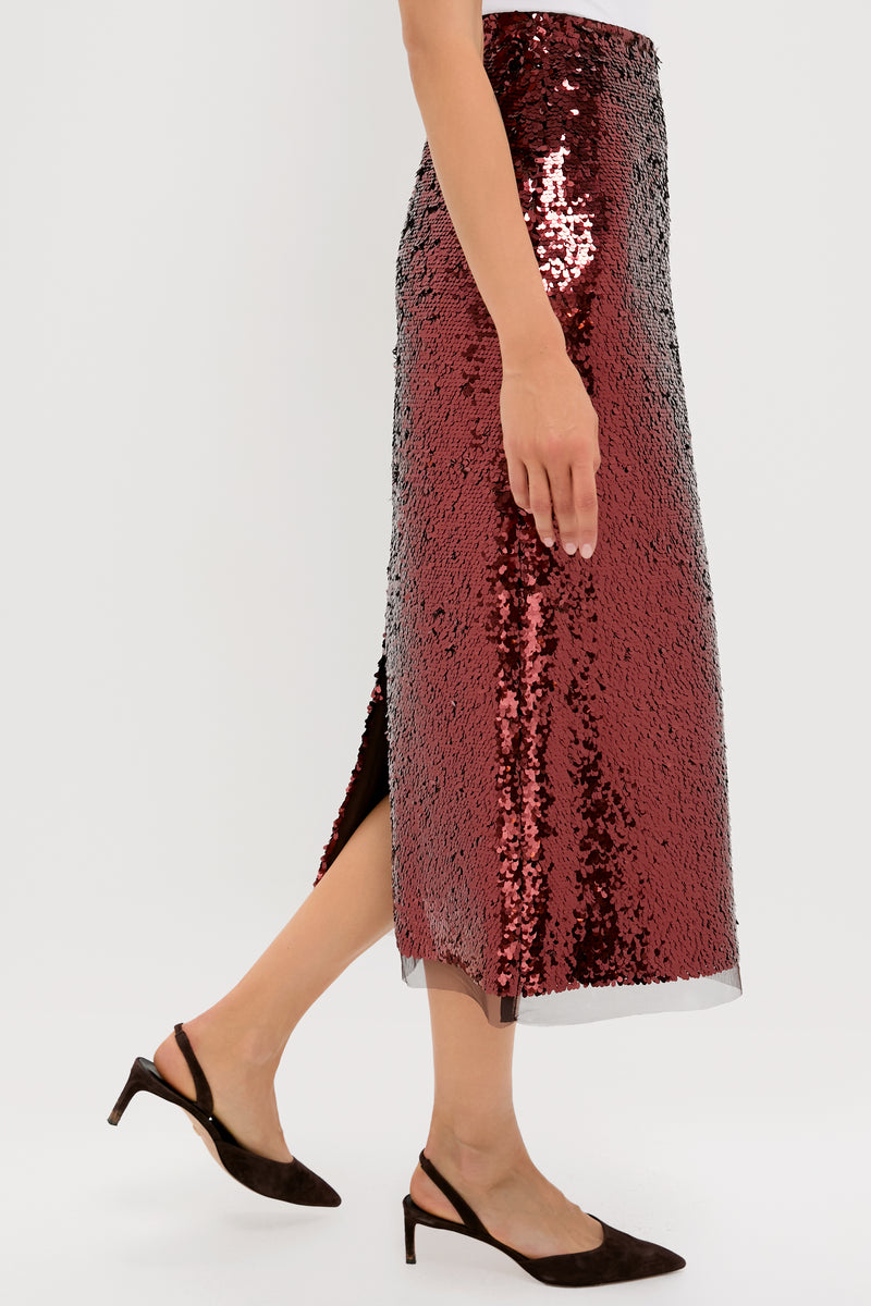 Radiant Bronze Sequin Phillips Midi Skirt