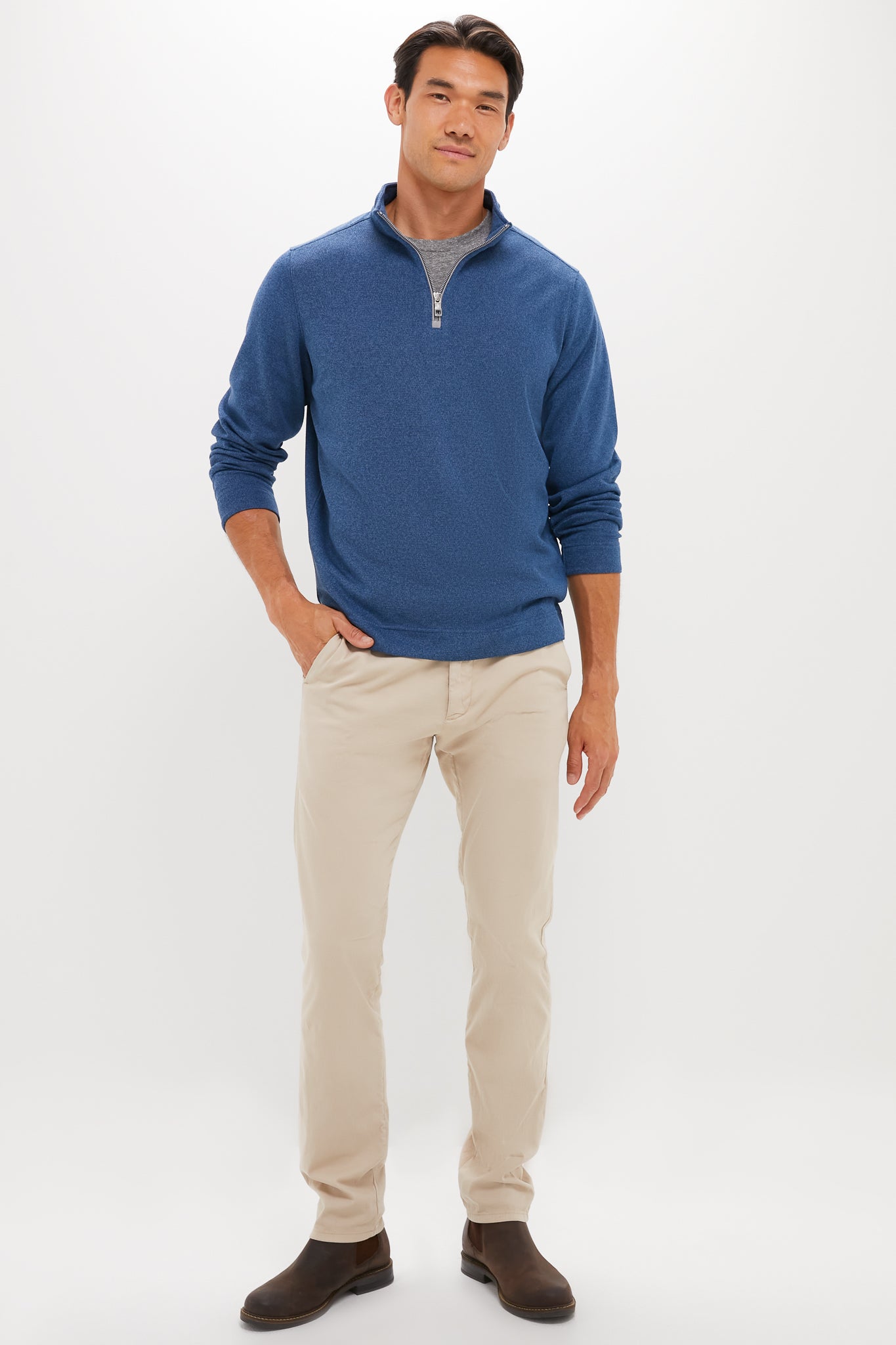 Blue Haze Crown Sweater Fleece Quarter Zip | Peter Millar