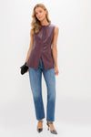 Plum Stamped Faux Leather Duke Top