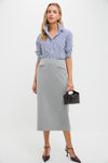 Gray Herringbone Rosewell Midi Skirt
