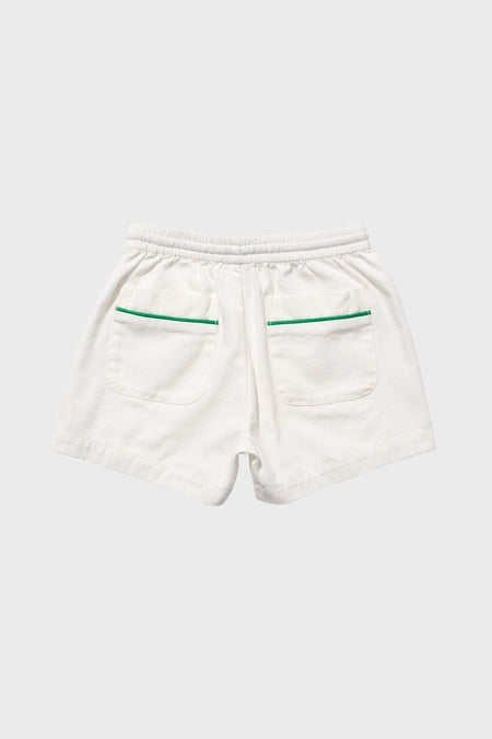 Exclusive Green Piping White Bingo Short