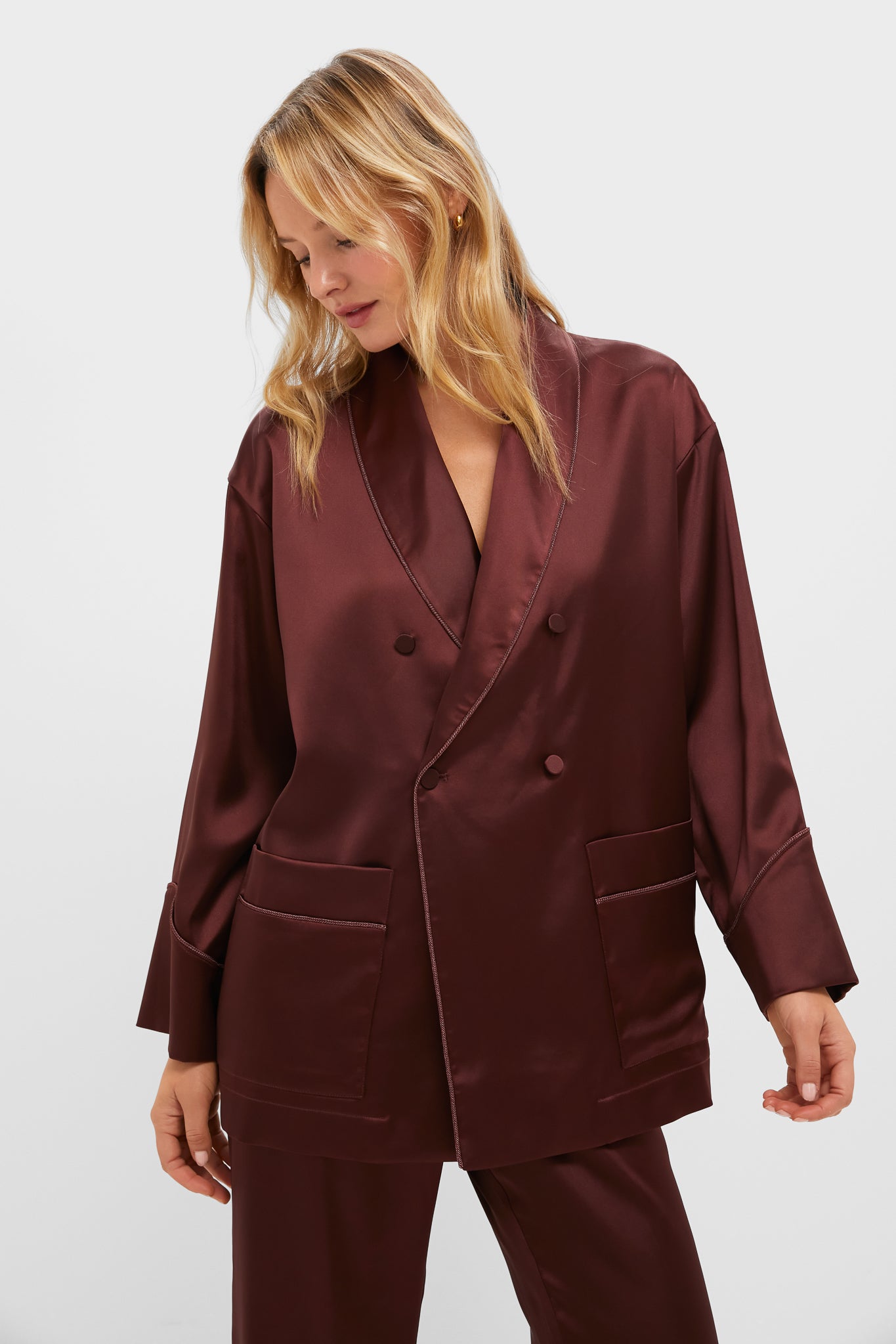 Chocolate Satin Smoking Jacket | Tuckernuck