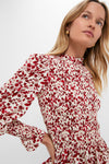Red & Cream Floral Smocked Cynthia Blouse