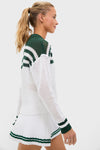 White and Green Mesh Fischer Sweater