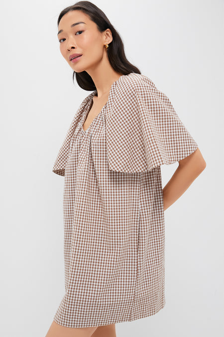 Mocha Cotton Gingham Finn Dress