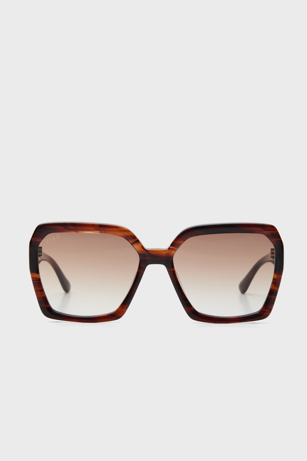 Oversized sunglasses from DIFF Eyewear featuring gradient brown lenses, tortoiseshell acetate frames.