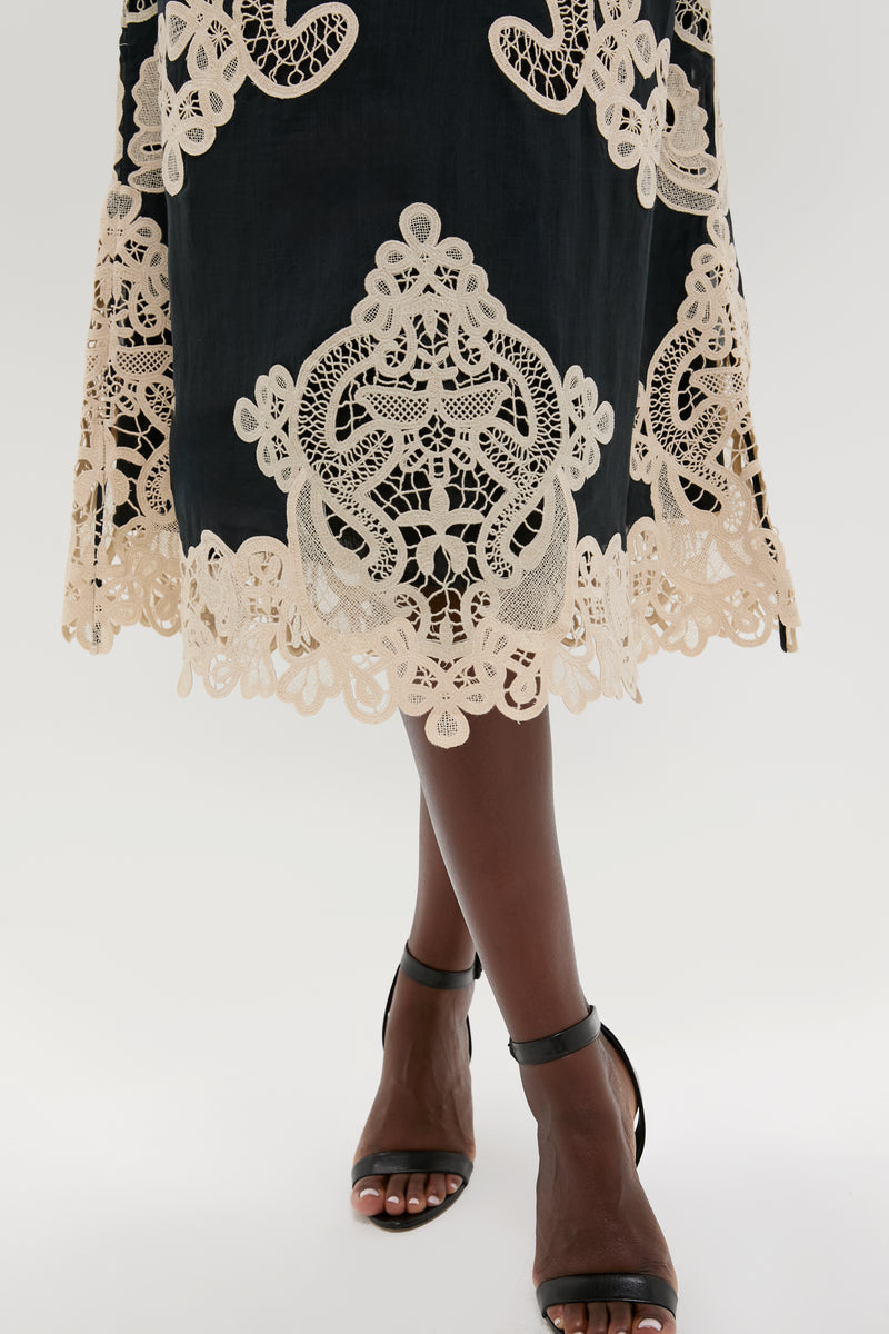 Black Medina Lace Midi Dress