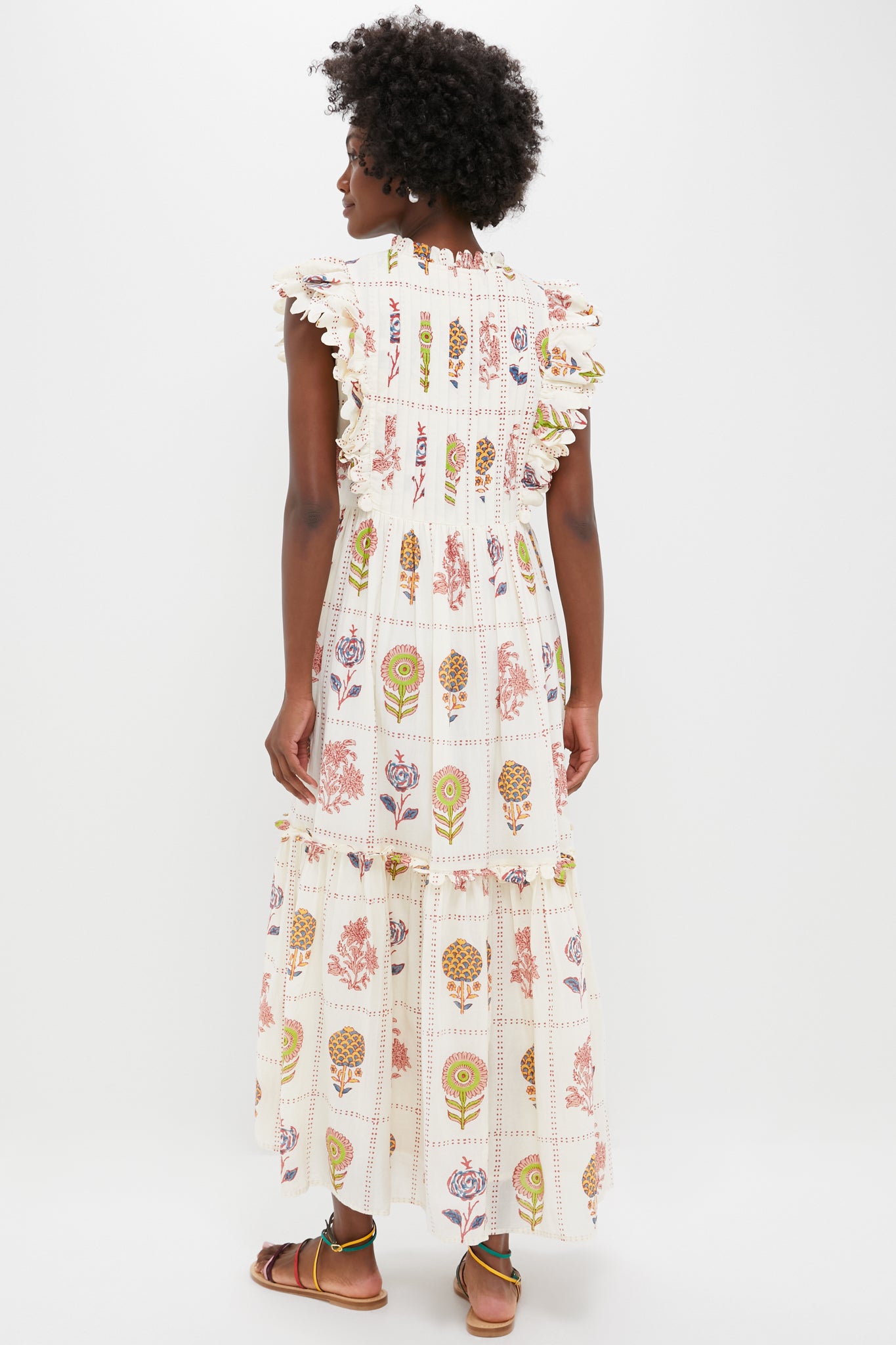 Taormina Cream Scallop Pintuck Maxi Dress