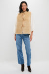 Cream Elliot Shearling Tie-Front Vest