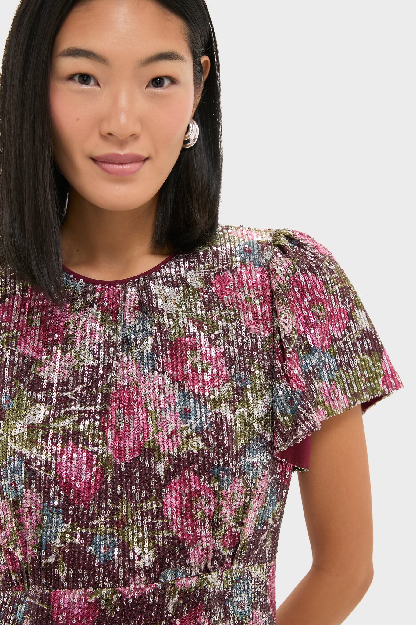 tuckernuck pink sequin dress SAYLOR Tuckernuck Barbie Hot Pink Sequin Farren Fitted Sleeveless Midi Dress