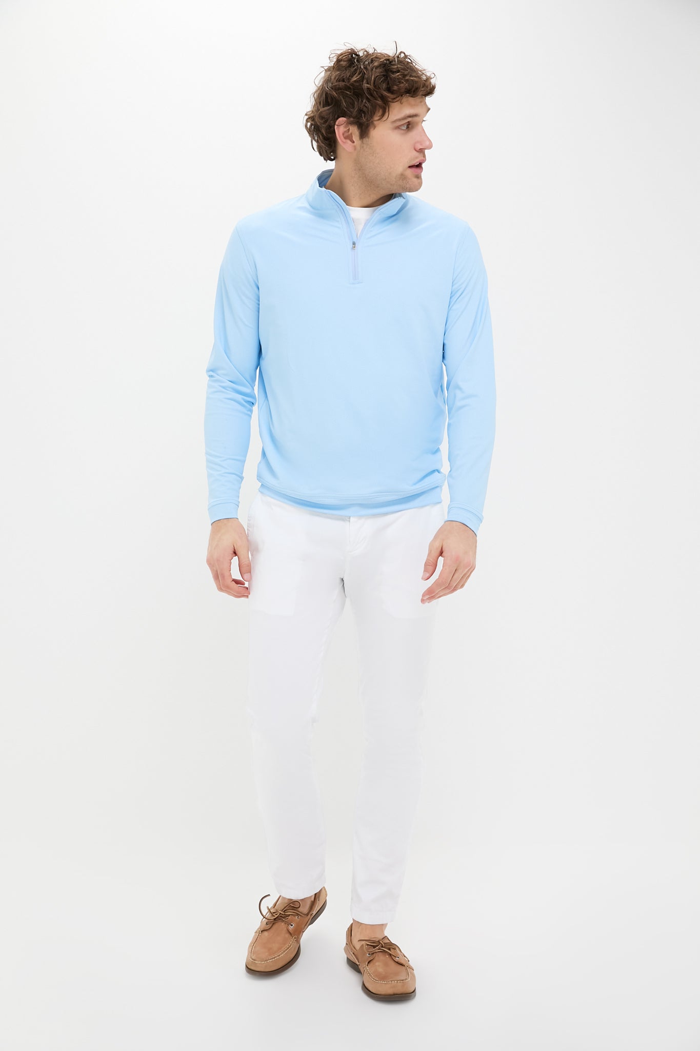 Pale Blue Perth Birdseye Performance Quarter-Zip