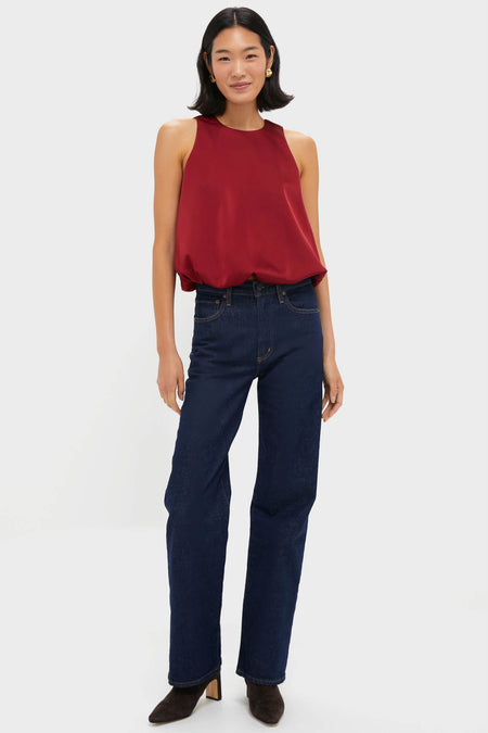 Red Satin Ramona Bubble Hem Top