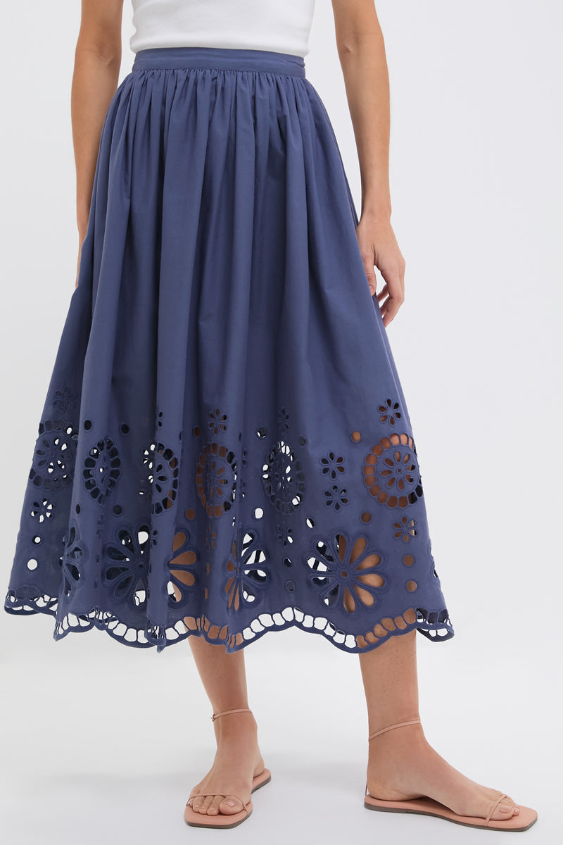 Vintage Blue The Super Bloom Eyelet Skirt