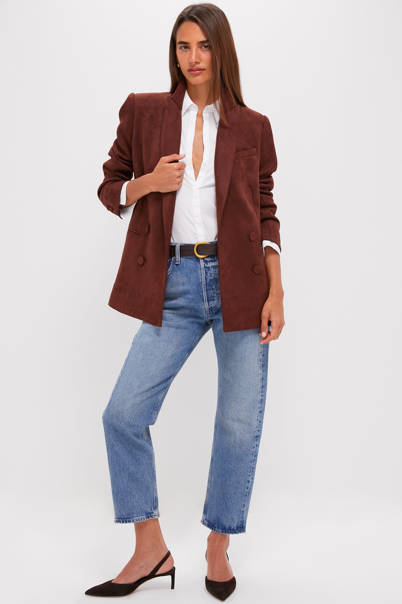 Deep Mocha Vegan Suede Diana Blazer
