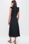 Noir Shiva Sleeveless Ruffled Midi Dress