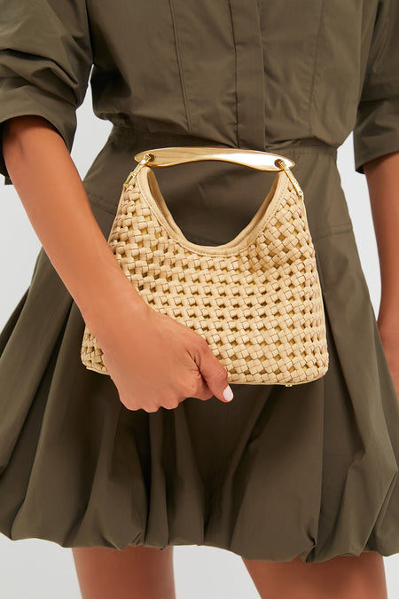 Butter Woven Leather Small Boomerang Bag