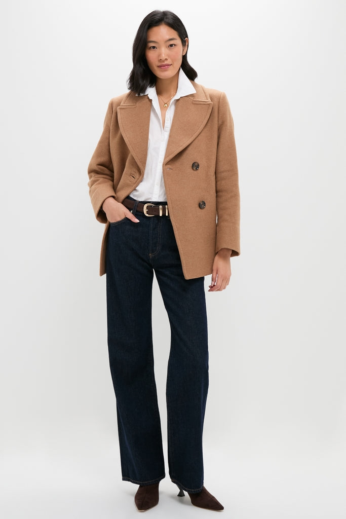 Camel Indie Military Wool Peacoat