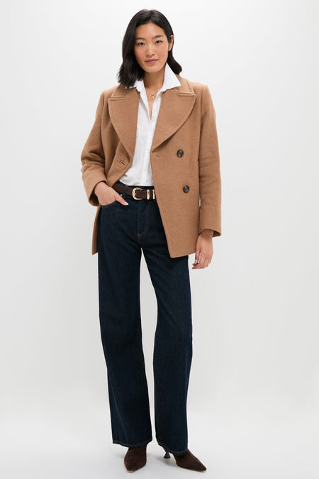 Camel Indie Military Wool Peacoat