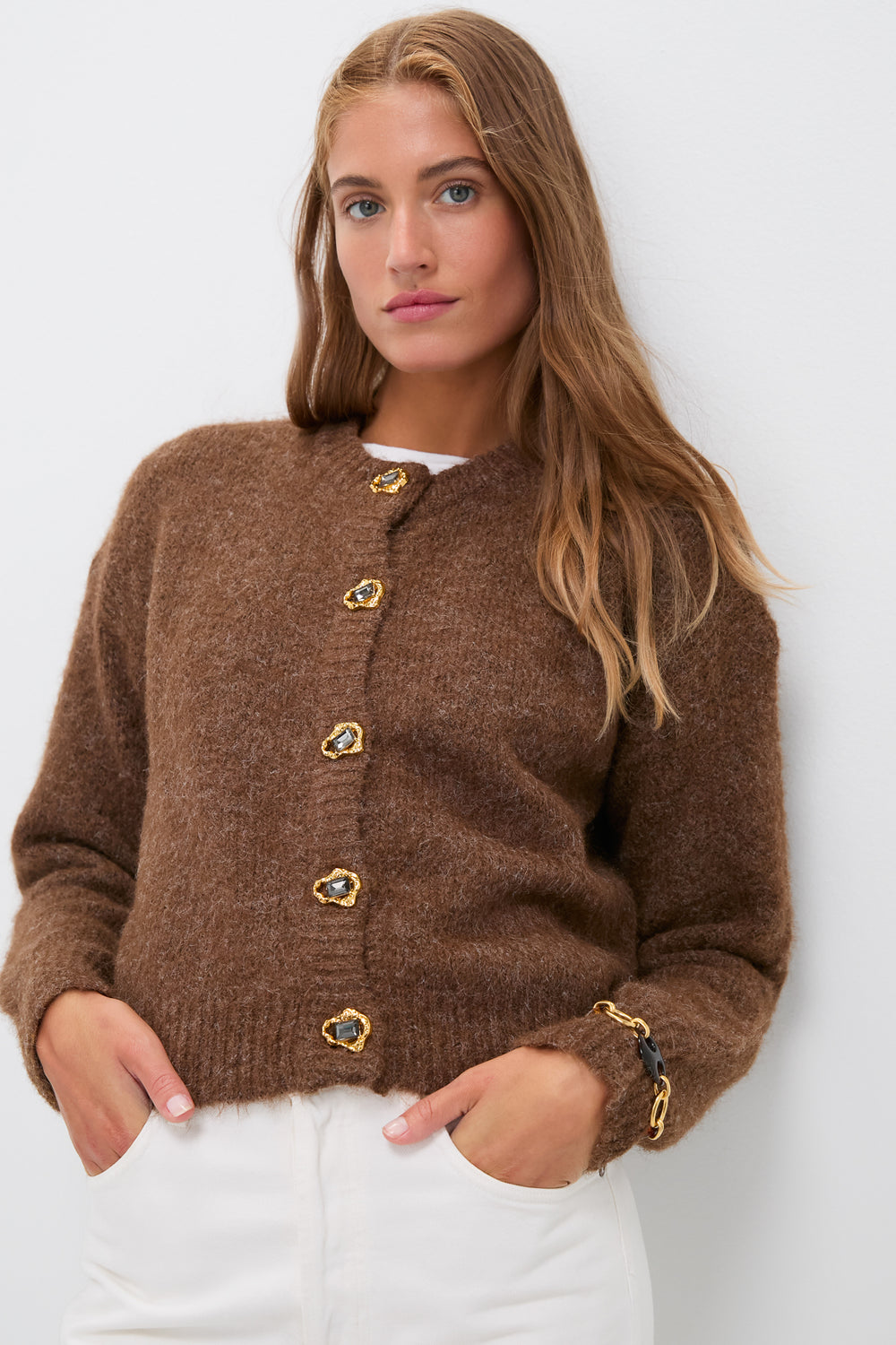 brown cardigan for dress Pretty Lavish Curve knit scoop neck maxi dress and cardigan set in brown