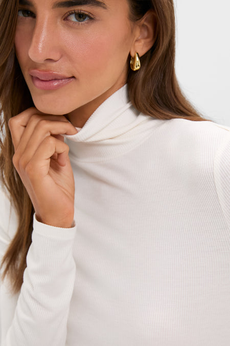 Ivory Lightweight Ribbed Topanga Turtleneck