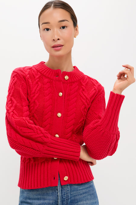 Red Cotton Colette Cardigan