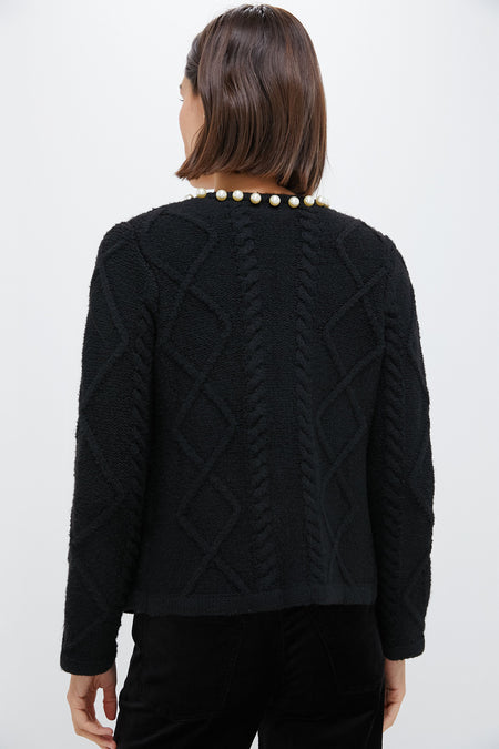 Black Pearl Trim Piper Cardigan