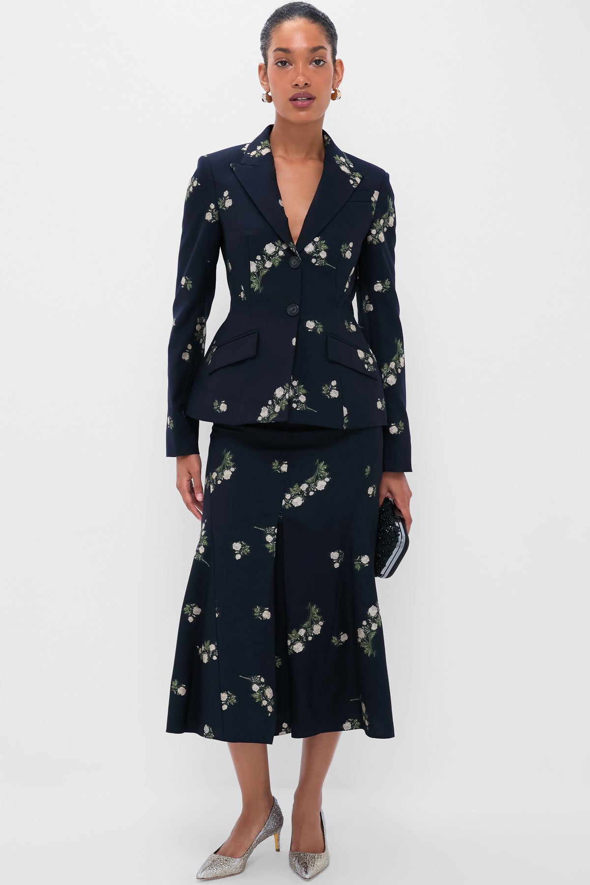 Midnight Blue Pencil Midi Skirt