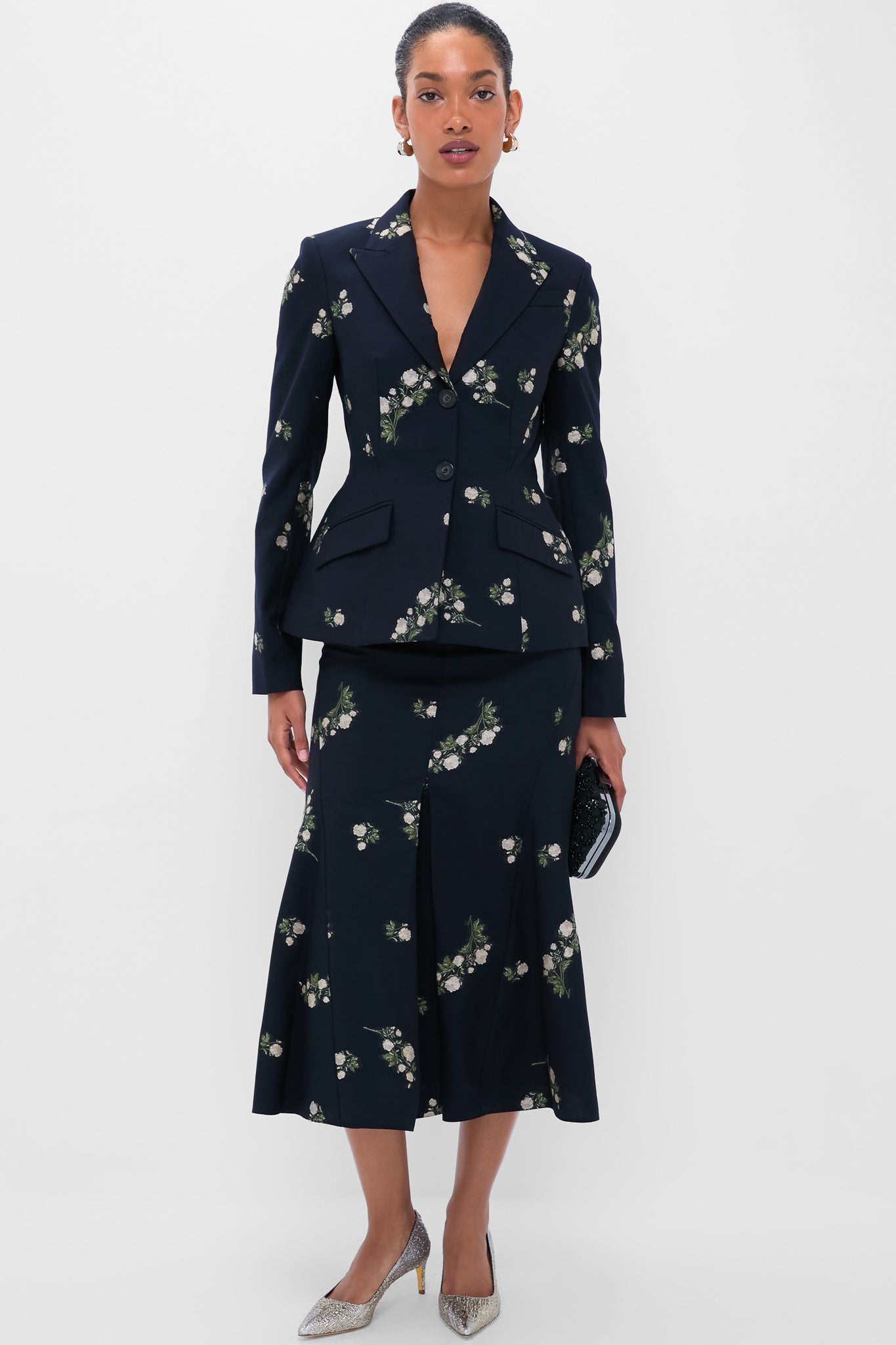 Midnight Blue Pencil Midi Skirt