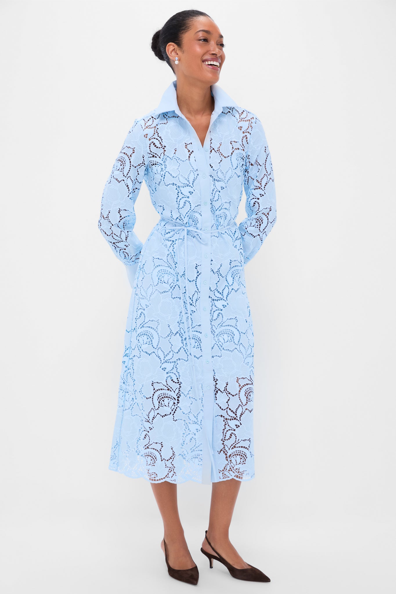 Dream Blue Long Sleeve Shirt Dress | ERDEM