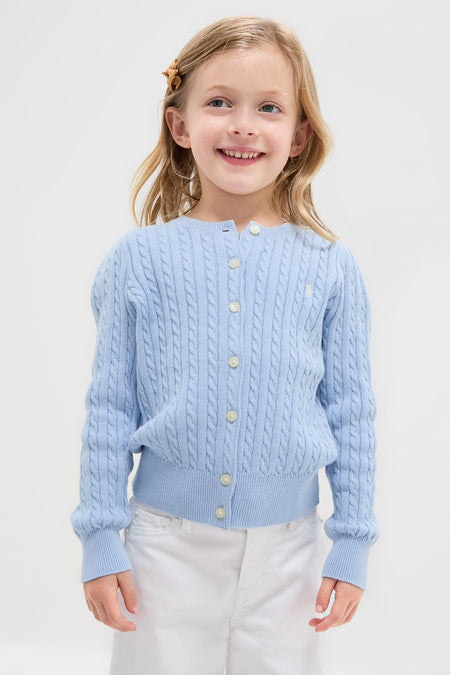 Girls Cable-Knit Cotton Cardigan