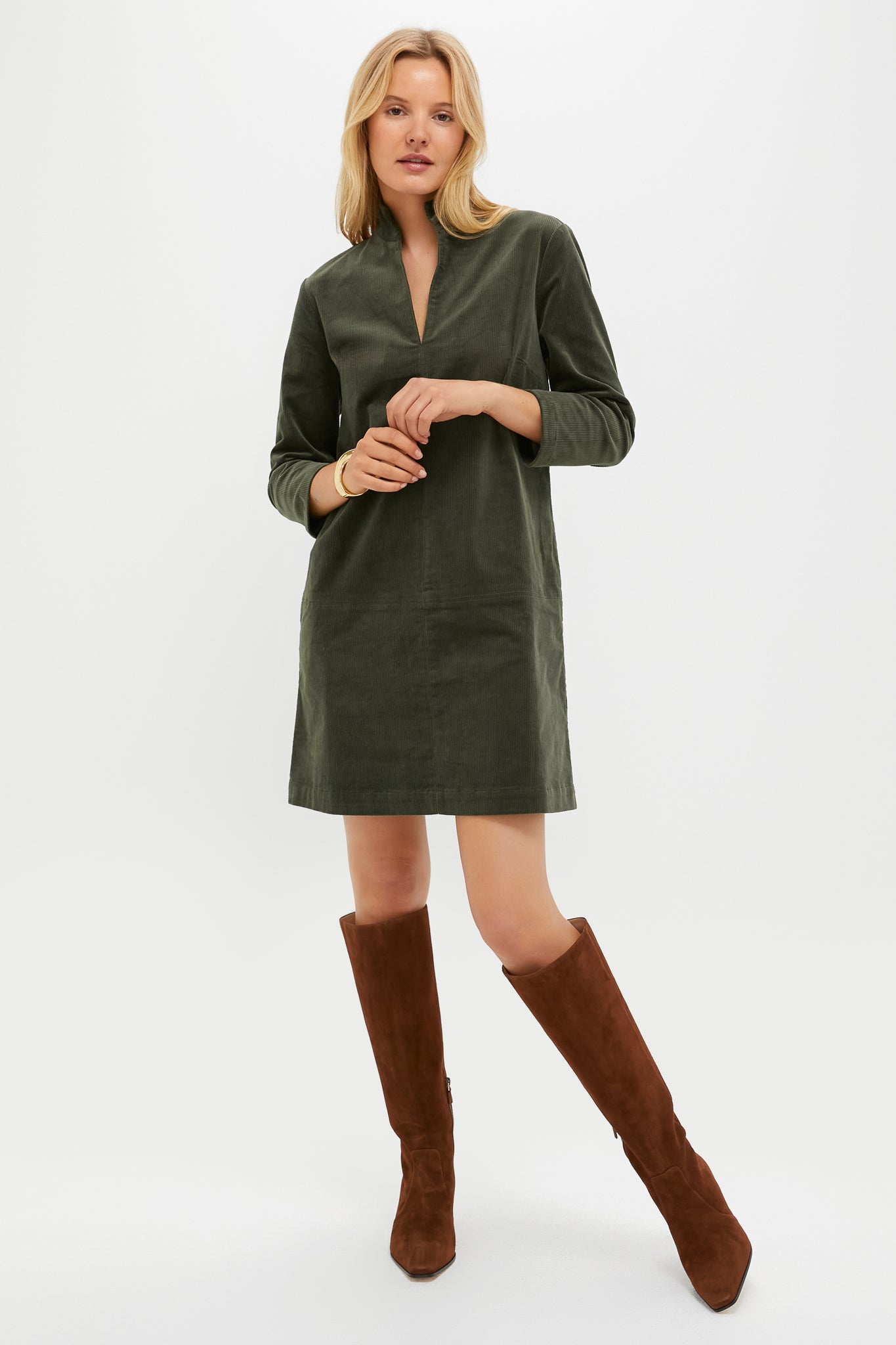 Olive Corduroy Clifton Dress